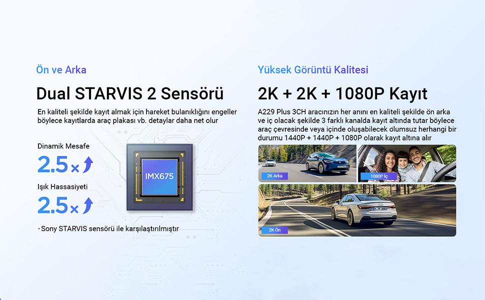 Viofo arac kamerasi,2K cekim,arac,kamera,ön ve arka kamera