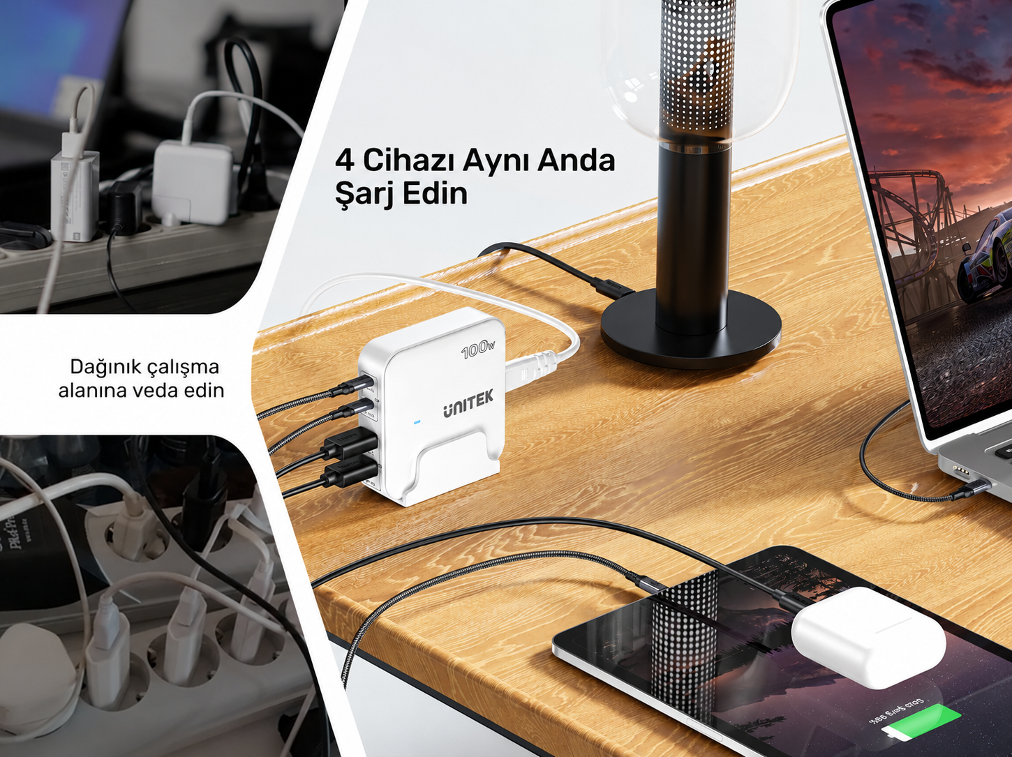 Unitek 100W Masaüstü Şarj İstasyonu Siyah