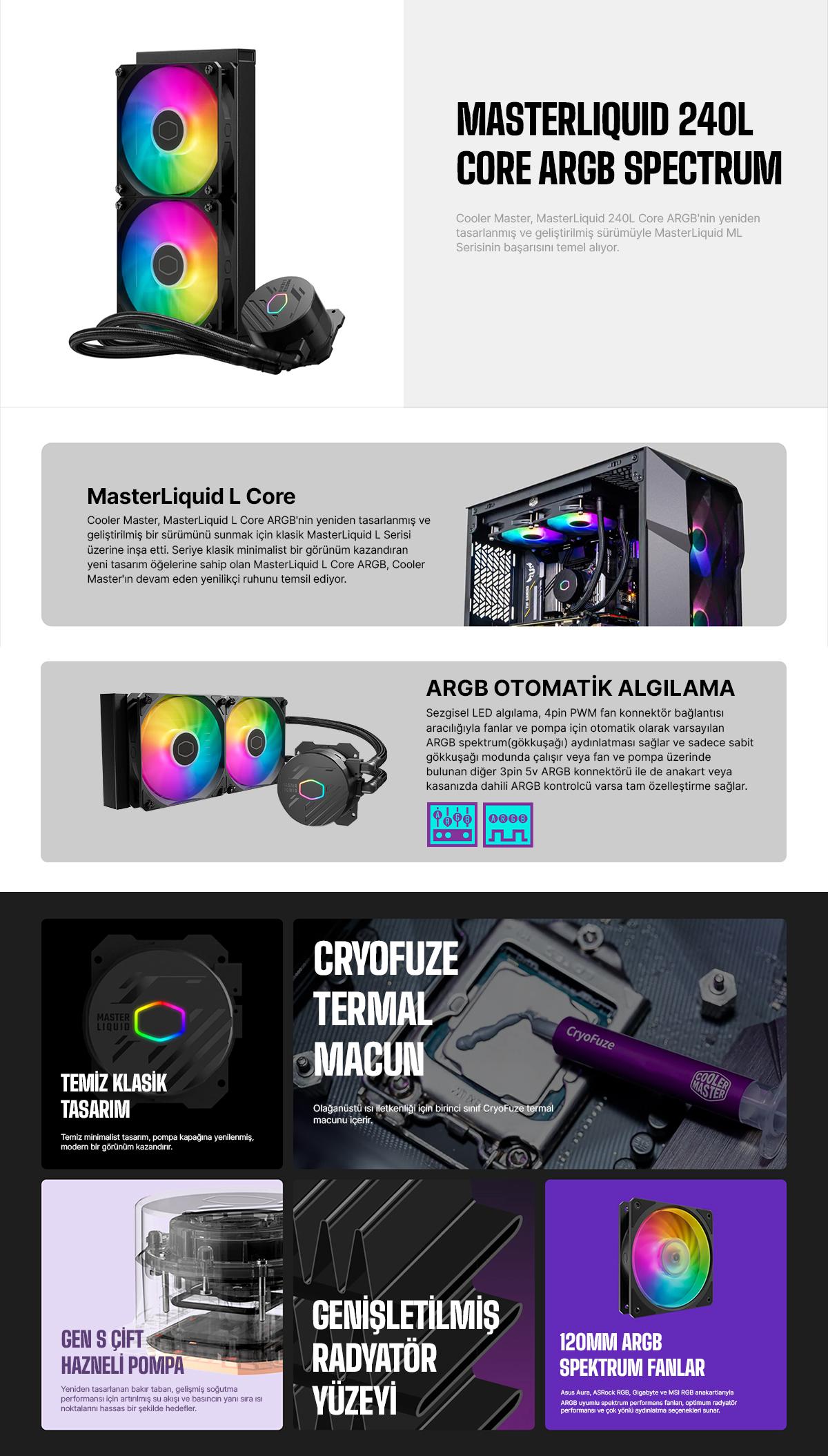 Cooler Master MasterLiquid Core 240L ARGB Spectrum 240 mm