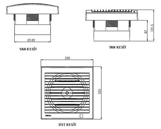 Aircol 120lik Tuvalet, Wc ve Banyo Fanı