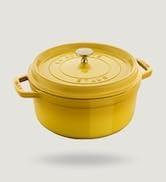Toz dökme demir kızartma tavası/Cocotte, yuvarlak 26 cm, 5,25 l, optimum nemlendirme için aromalı güveç fonksiyonu.