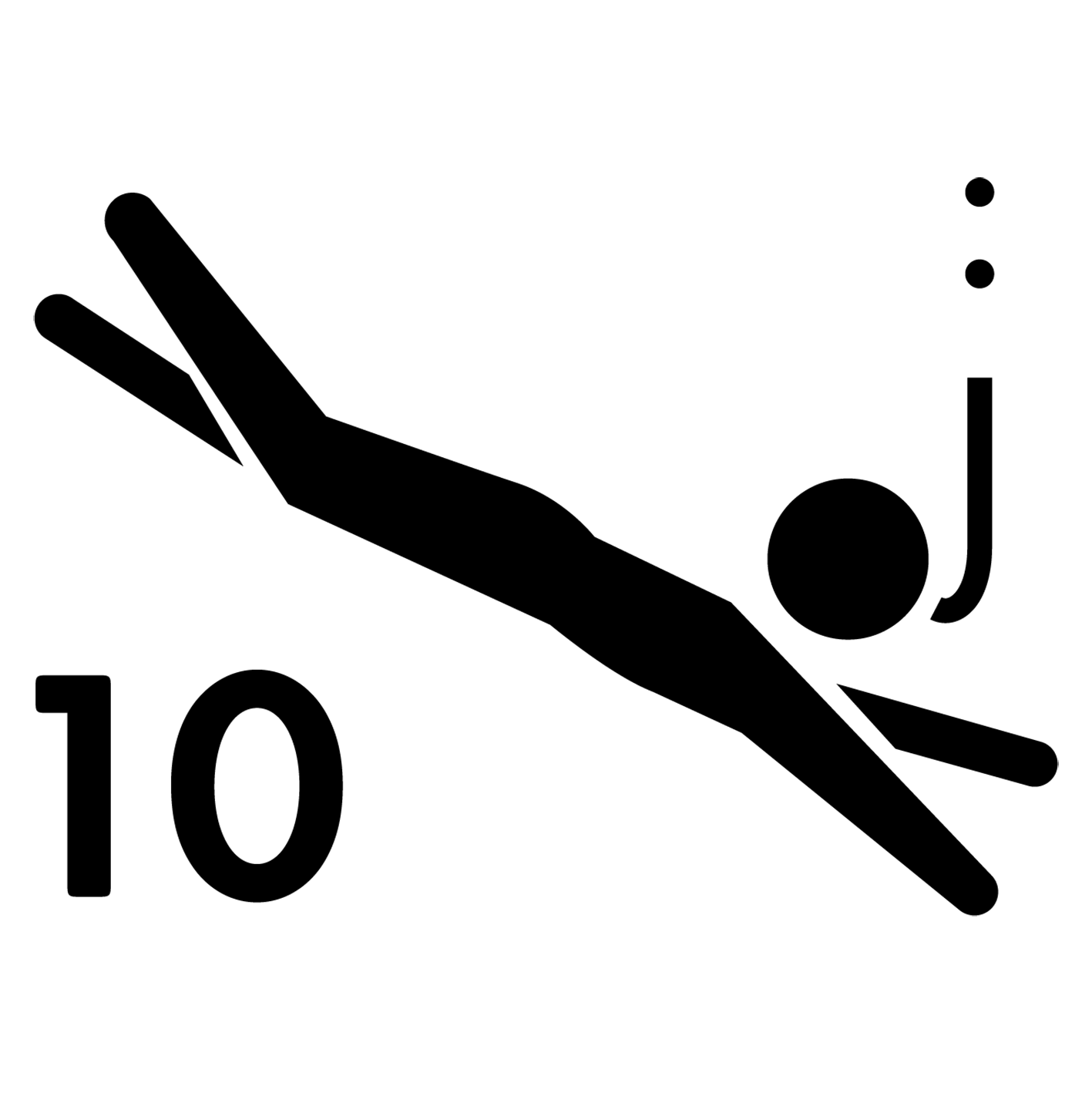 Suda 10 barlık direnci ifade eden, 10 sayısıyla birlikte yüzen bir insanın simgesel sembolü