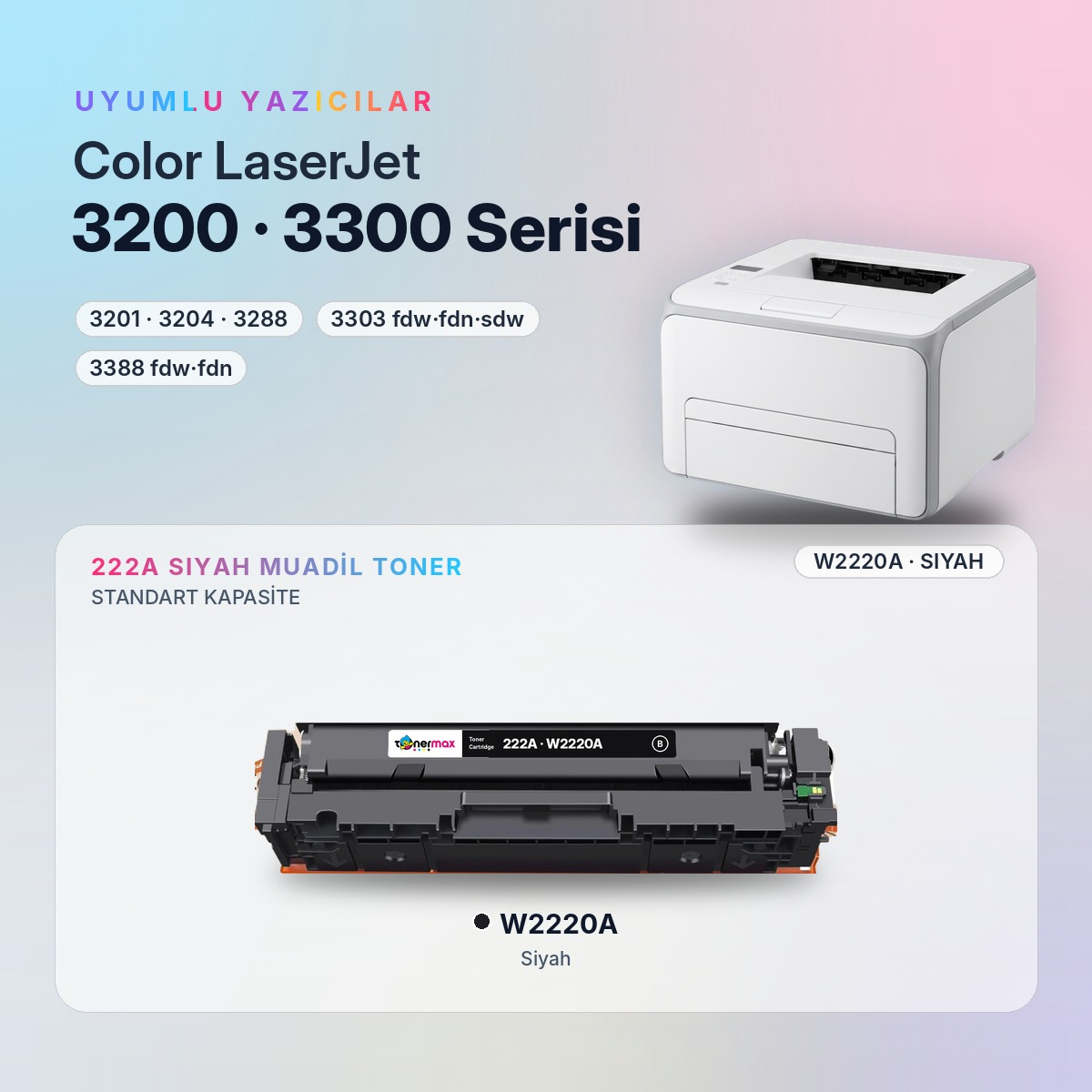 W2220A Siyah Muadil Toner uyumlu yazıcı modelleri