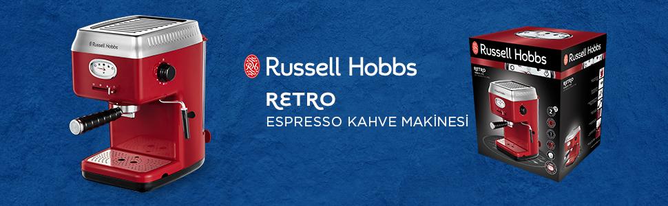 Retro, Espresso Kahve Makinesi, Russell Hobbs, 28250-56, Kahve, Mutfak Aletleri, Termoblok Isıtma,