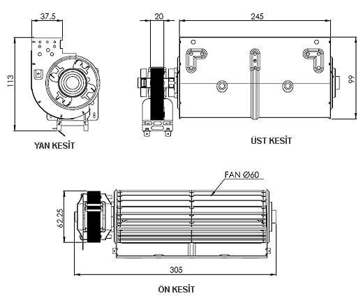 AIRCOL AKS 680-240 Tanjansiyel Radyal Fan 