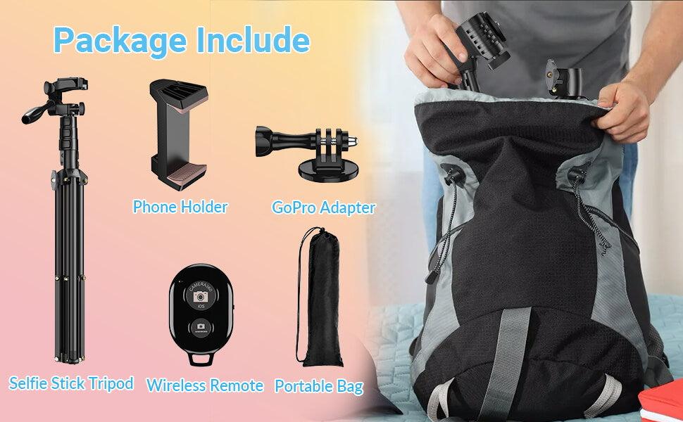 Apexel jj070 selfie çubuğu tripodu, uzaktan kumandalı Paket İçeriği