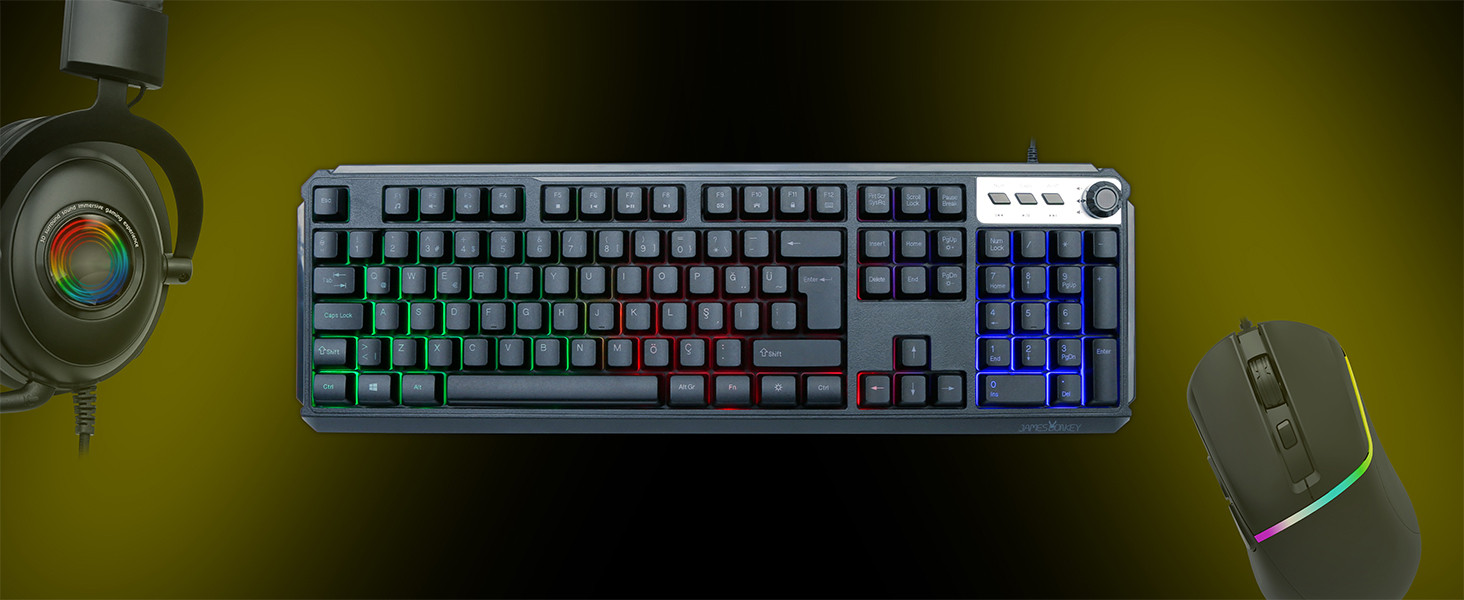James Donkey JDK104 Rainbow Mekanik Hisli Membran Türkçe Q Gaming 105 Tuş Siyah Klavye