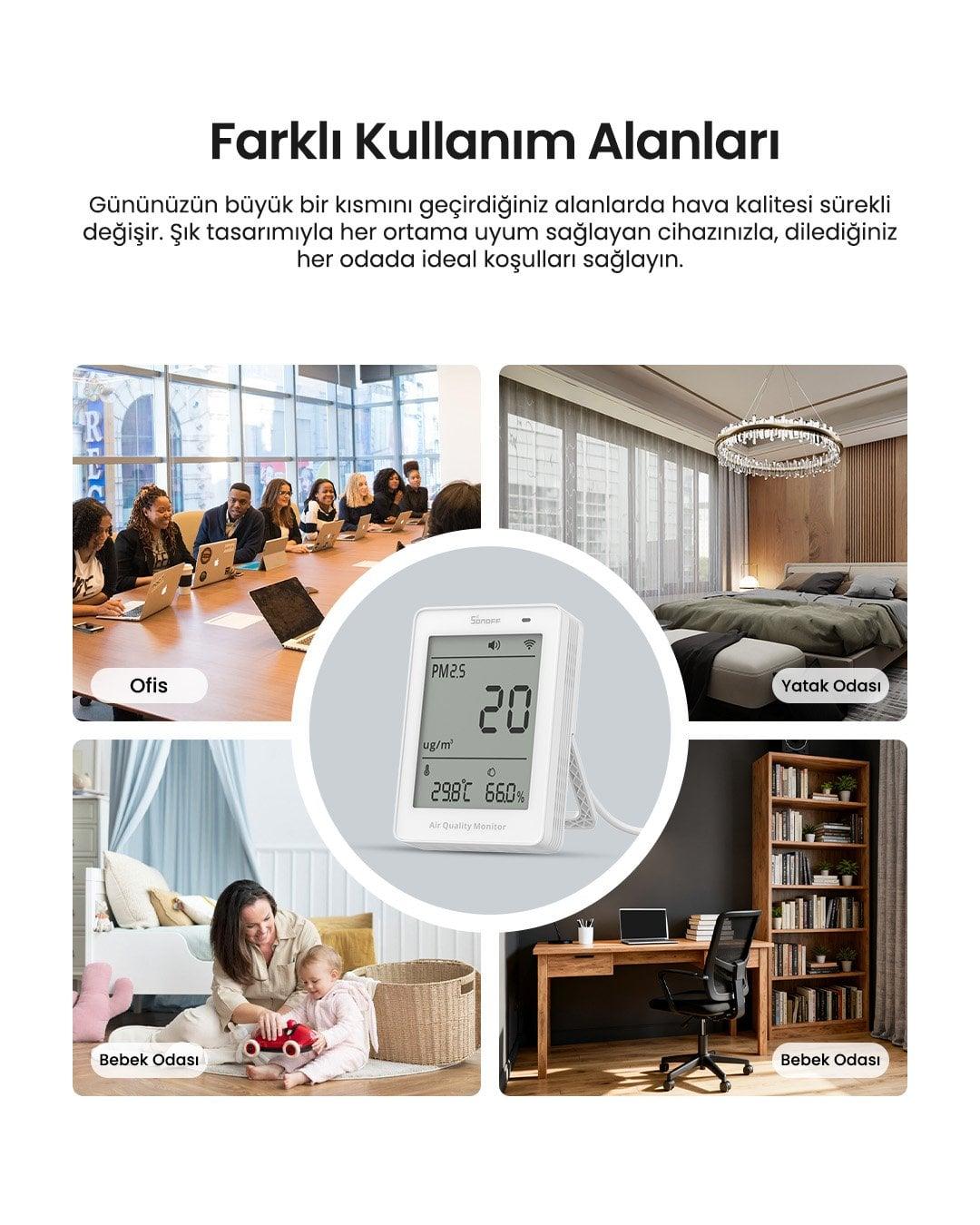 SONOFF AirGuard PM2.5/PM10 Matter Akıllı Hava Kalitesi Ölçüm Cihazı | SAWF-07P