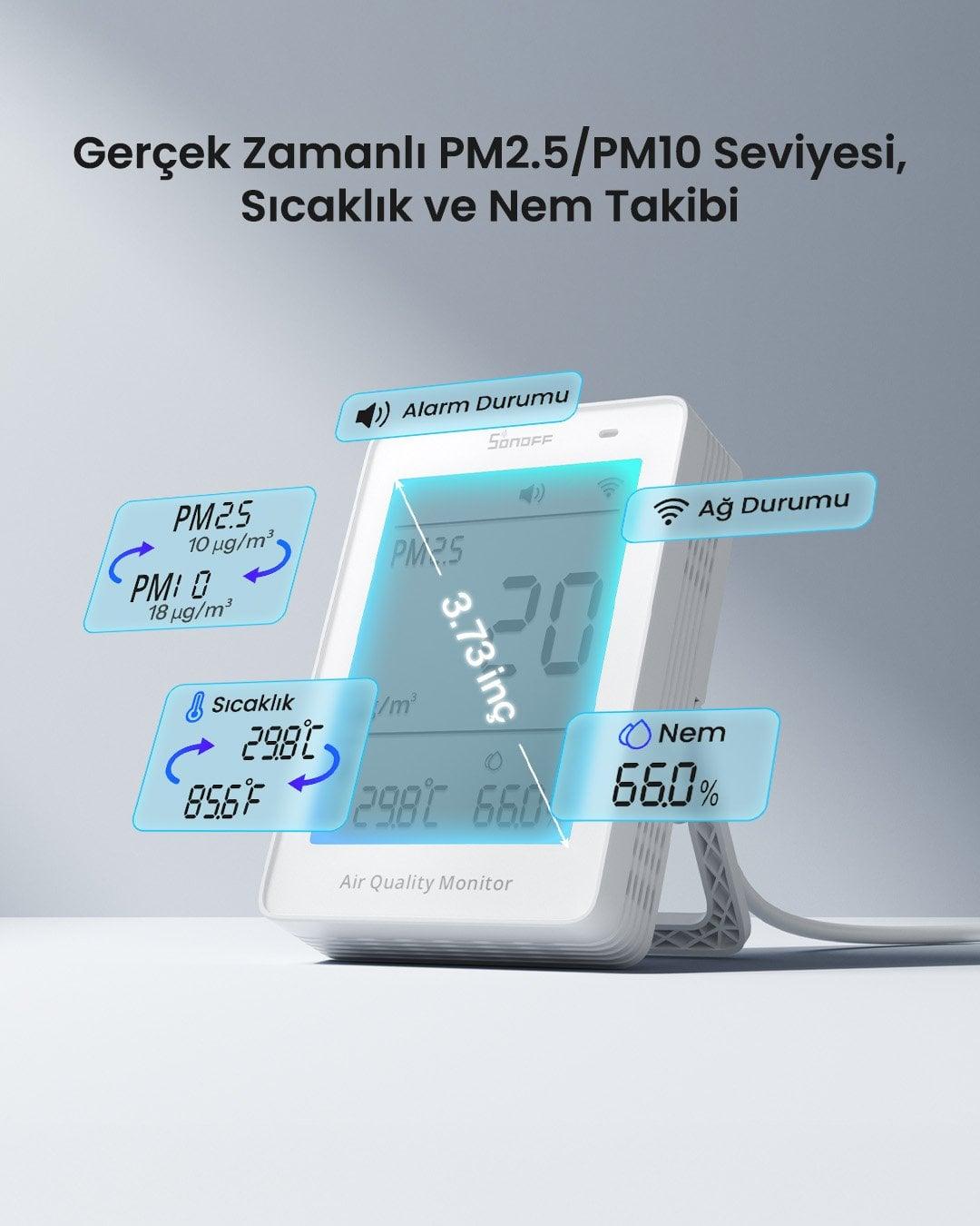 SONOFF AirGuard PM2.5/PM10 Matter Akıllı Hava Kalitesi Ölçüm Cihazı | SAWF-07P