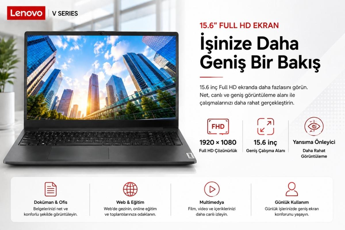 Lenovo V15 G4 IRU 15.6 inç Full HD 1920x1080 ekran