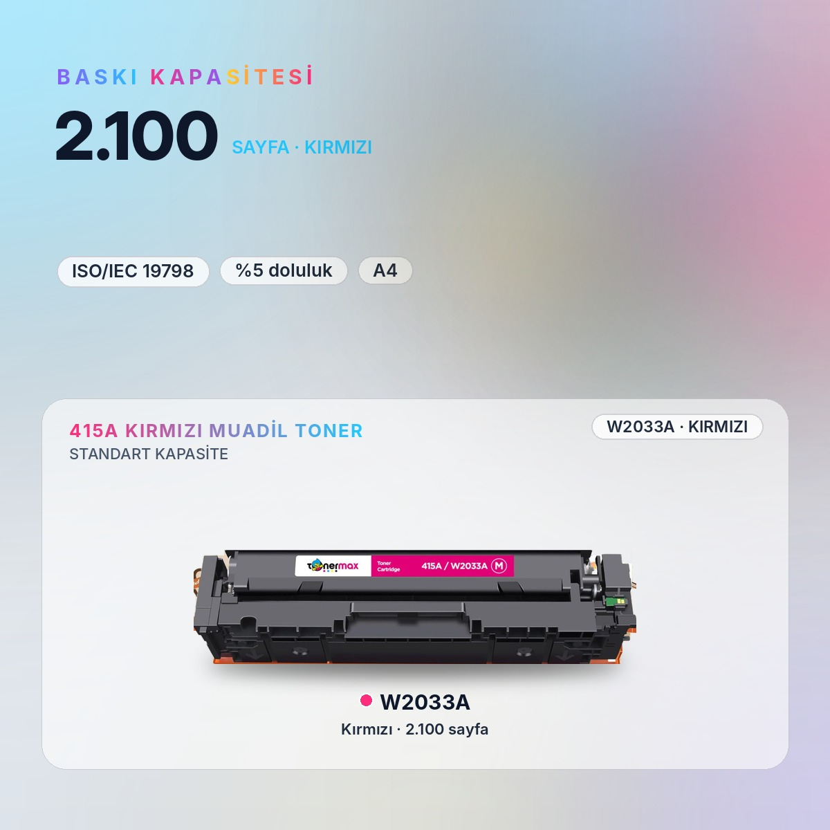 W2033A Kırmızı Muadil Toner baskı kapasitesi