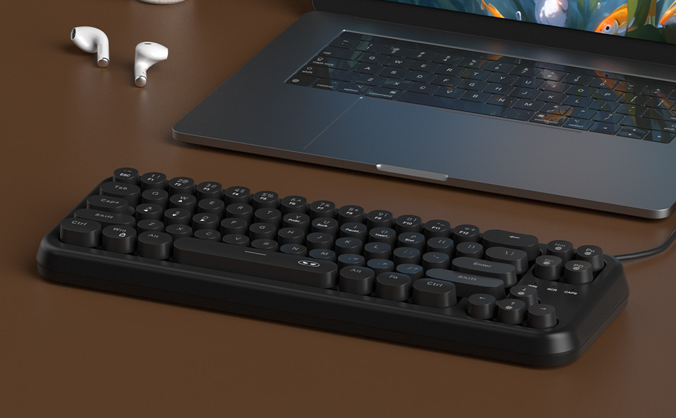 MageGee TS91 Round 61 Tuş RGB Kablolu Membran Türkçe Q Siyah Gaming Klavye