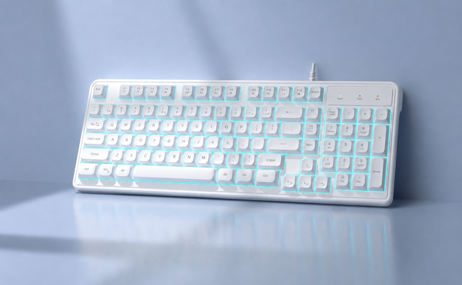 MageGee GK980 98 Tuş RGB Kablolu Membran Gaming Beyaz Klavye