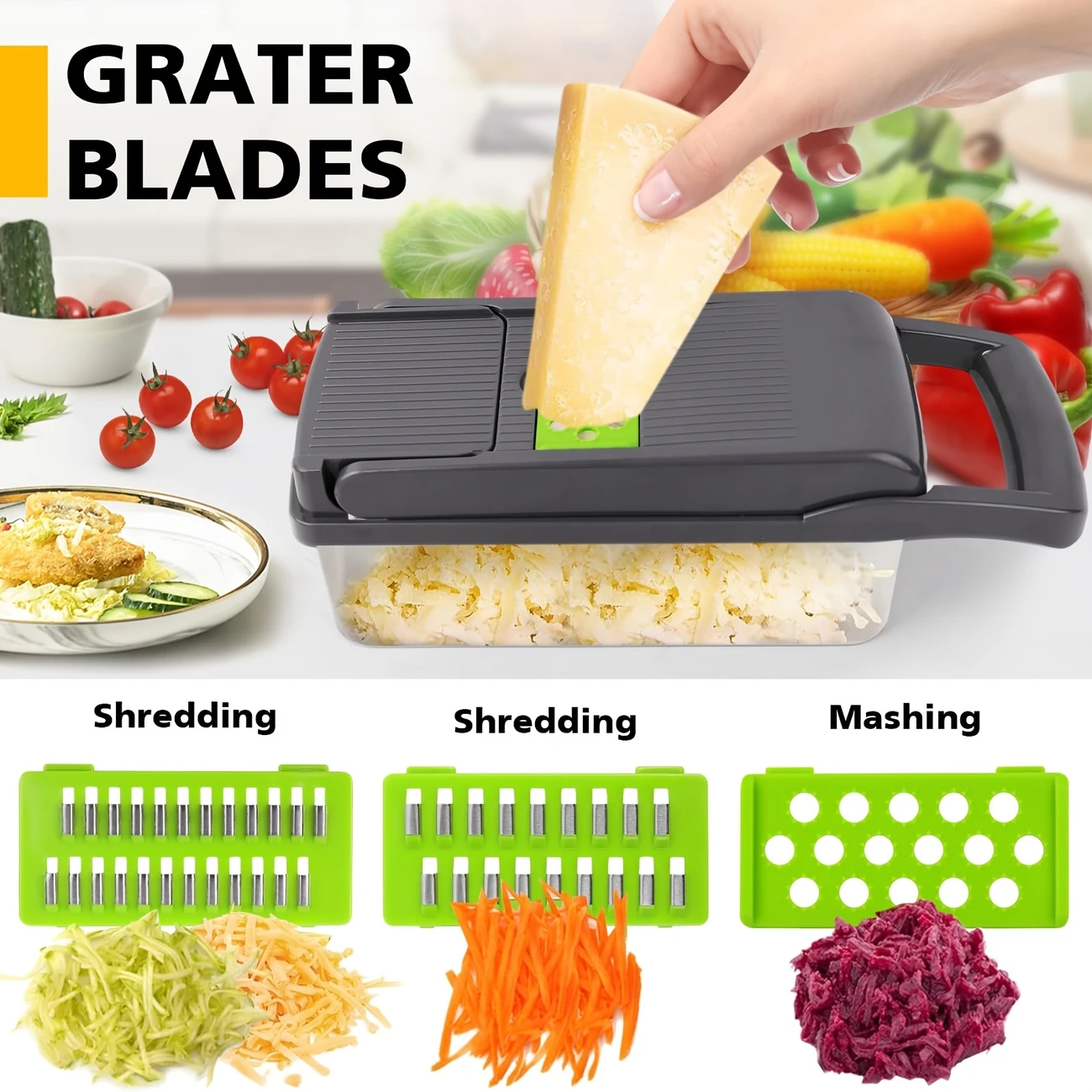 paslanmaz çelik bıçaklı sebze doğrayıcı, gıda doğrayıcı, soğan doğrayıcı, sebze dilimleyici ve spiralizer, kaplı sebze doğrayıcı, plastik ve paslanmaz çelikten yapılmış, mutfak aletleri, ev gereçleri, mutfak i̇çin ayrıntılar 5