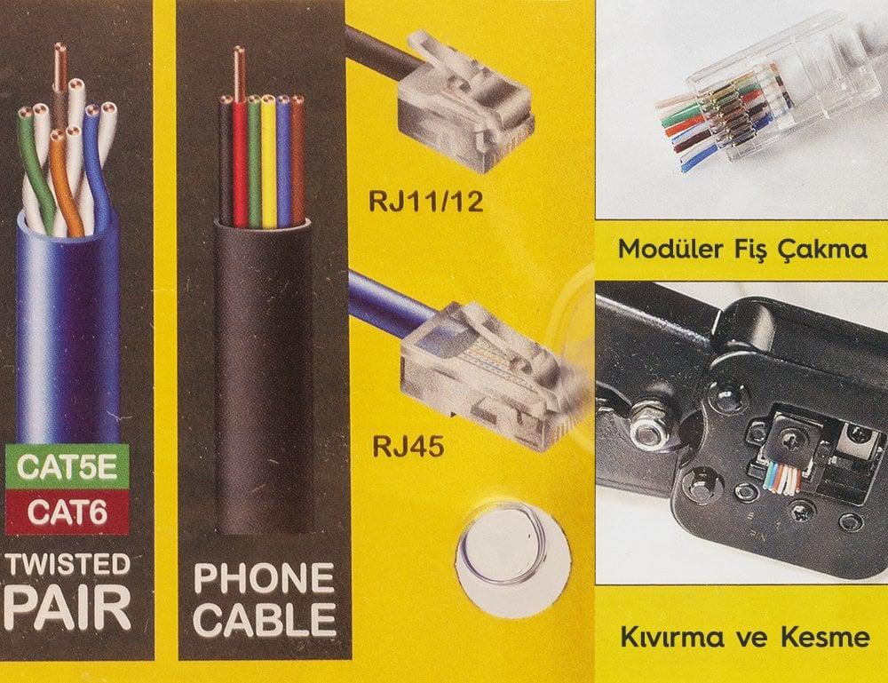 Powermaster YK-376Z EZ-RJ11-RJ12 EZ RJ45 Çakma Pensesi