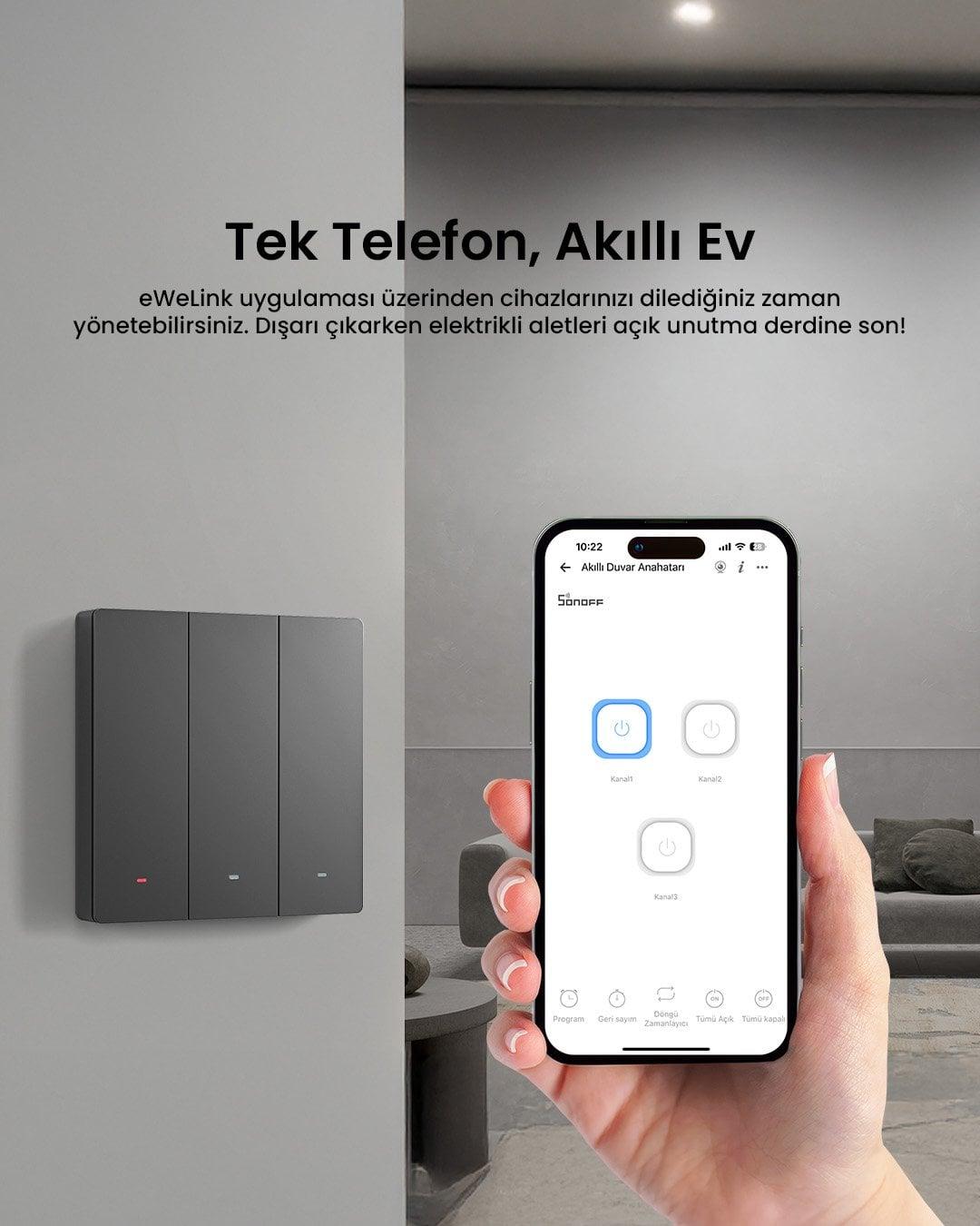 SONOFF M5 Matter Koyu Gri Akıllı Duvar Anahtarı