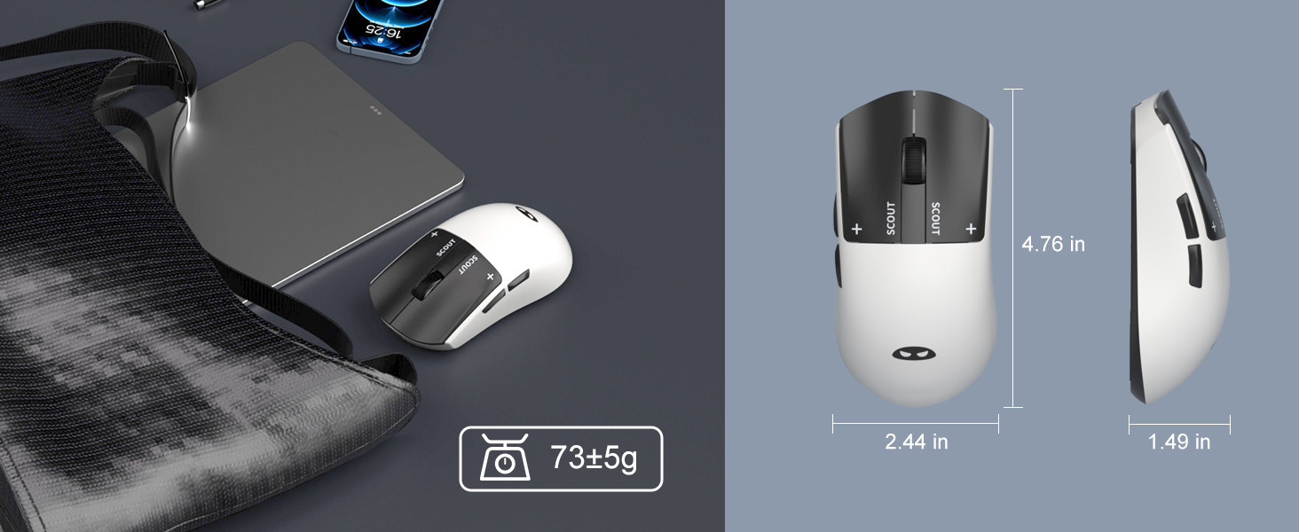 MageGee Scout & RGB Dock Station 12.000DPI PAW3311 Triple Mode (Kablolu/Bluetooth/2.4G) Beyaz Gaming Mouse