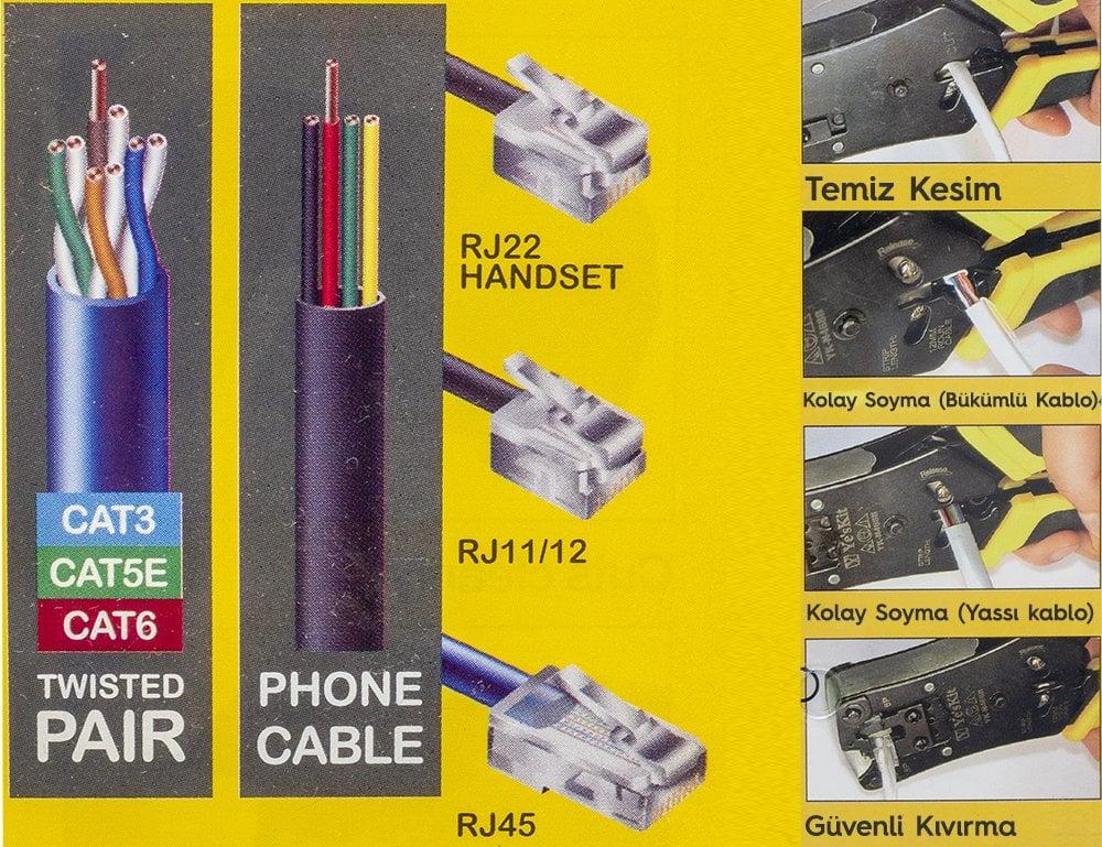 Powermaster YK-N468B RJ11-RJ12-RJ22-RJ45 Sıkma Pensesi