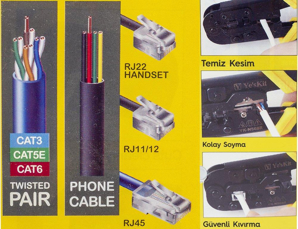 Powermaster YK-N568R RJ11-RJ12-RJ22-RJ45 Sıkma Pensesi