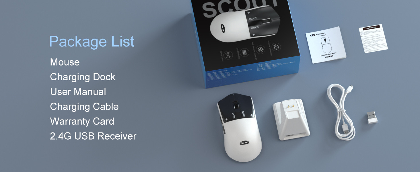 MageGee Scout & RGB Dock Station 12.000DPI PAW3311 Triple Mode (Kablolu/Bluetooth/2.4G) Beyaz Gaming Mouse
