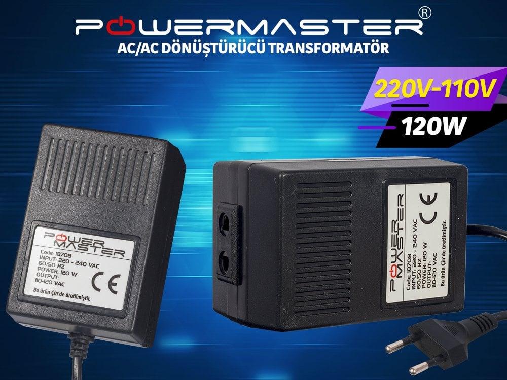 Powermaster 220V-110V 120VA AC/AC Dönüştürücü Oto Transformatör