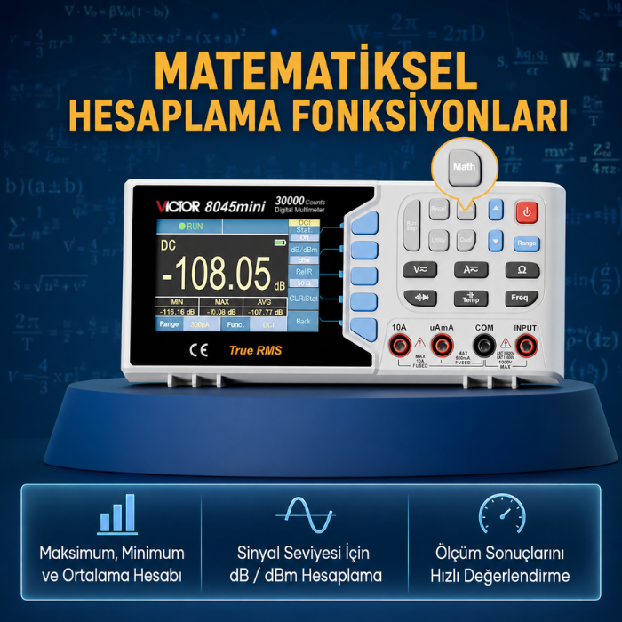Victor 8045 maksimum, minimum, ortalama ve dB/dBm hesaplama fonksiyonları