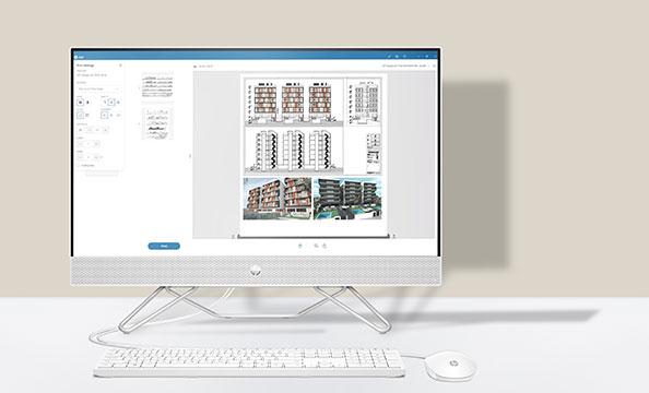 HP Click yazılımını gösteren bir bilgisayar monitörü