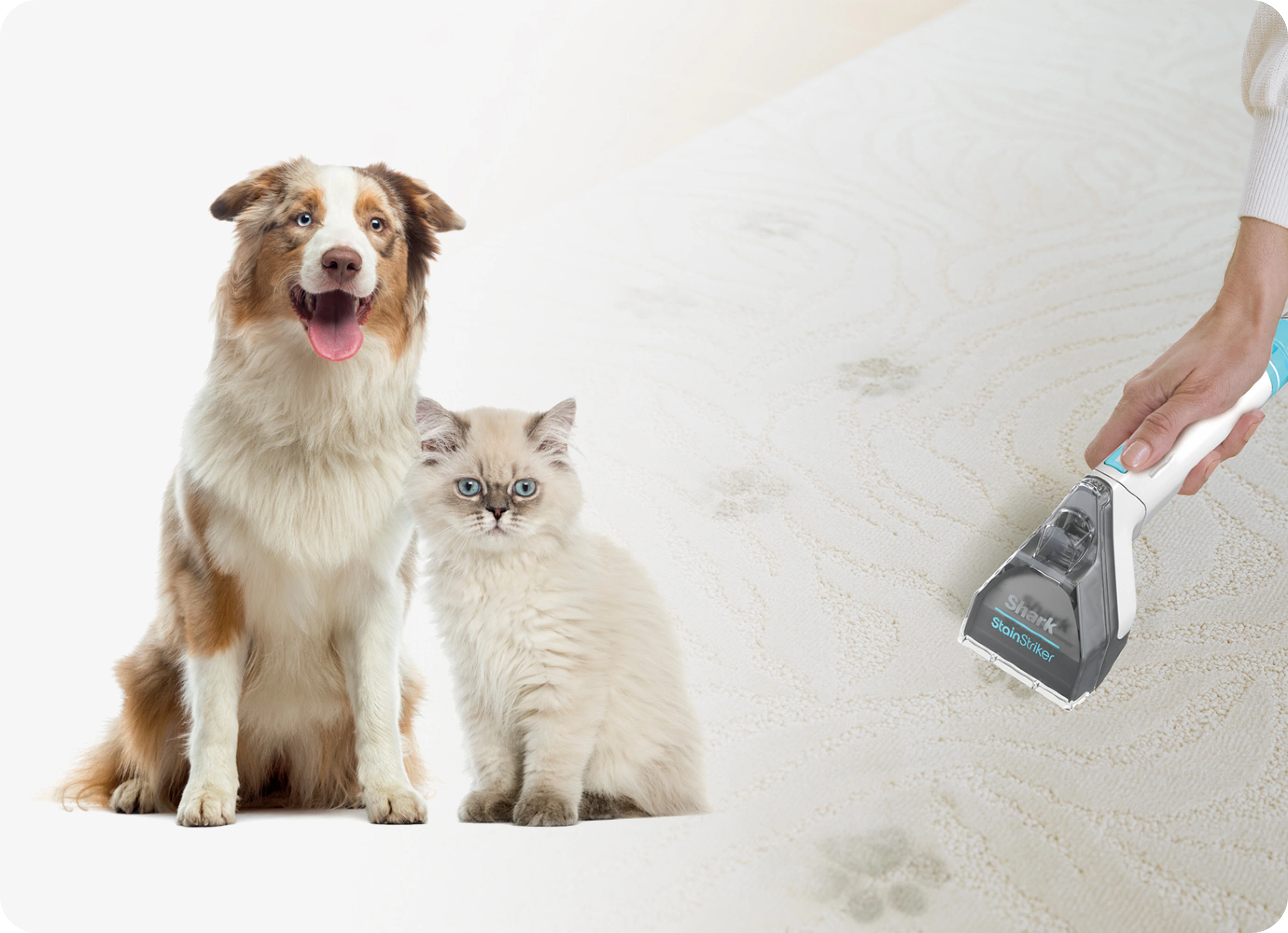 Man using vacuum in living room