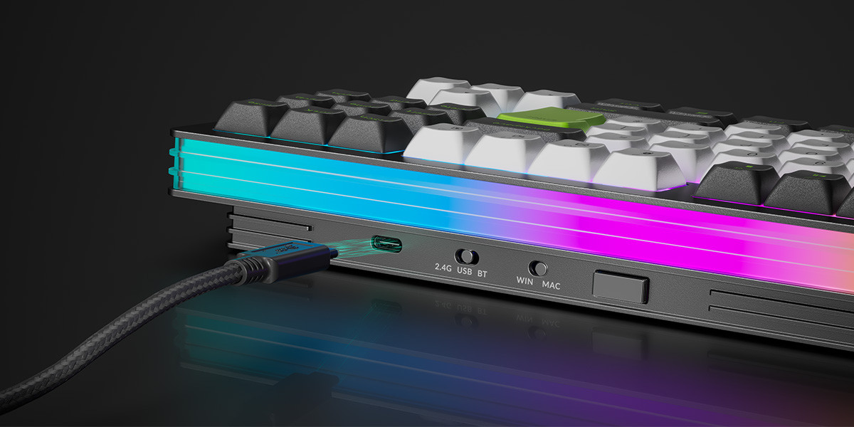 GamePower Nama RGB Mekanik Kablolu, 2.4Ghz, Bluetooth 3 Mod Aliminyum Gaming Klavye