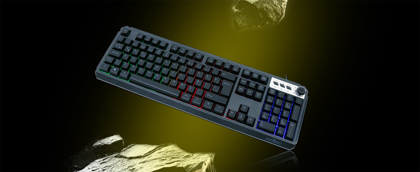 James Donkey JDK104 Rainbow Mekanik Hisli Membran Türkçe Q Gaming 105 Tuş Siyah Klavye