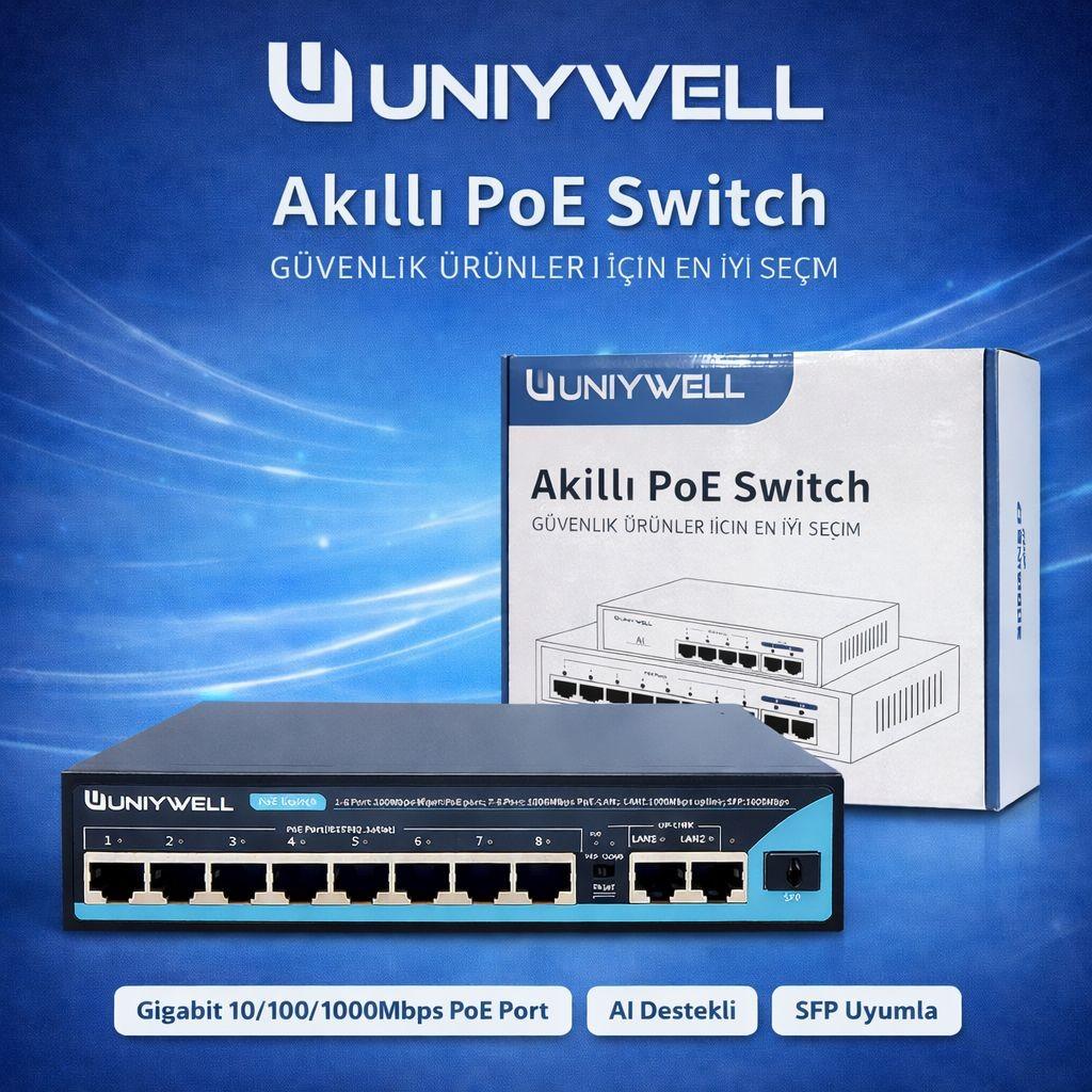 UNIYWELL 8+2 PORT YÖNETİLEBİLİR POE SWİTCH
