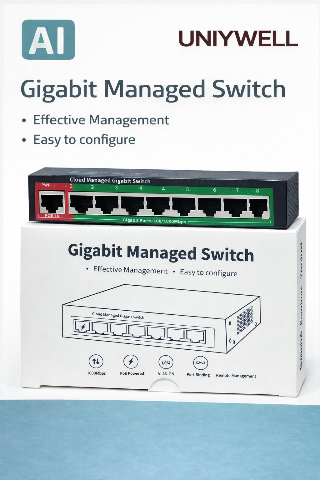 UNIYWELLGS108 YÖNETİLEBİLİR POE'SİZ SWİTCH