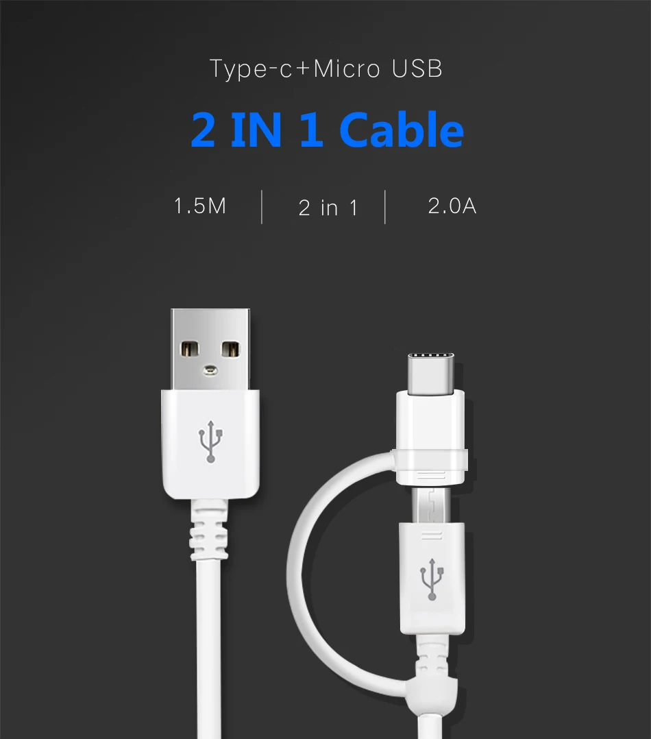 1Samsung S9 S9 plus Samsung Micro Usb Cable 2 in 1 USB Type C Cable Original Quick Charger Charge Type C Cable S8 S8 plus