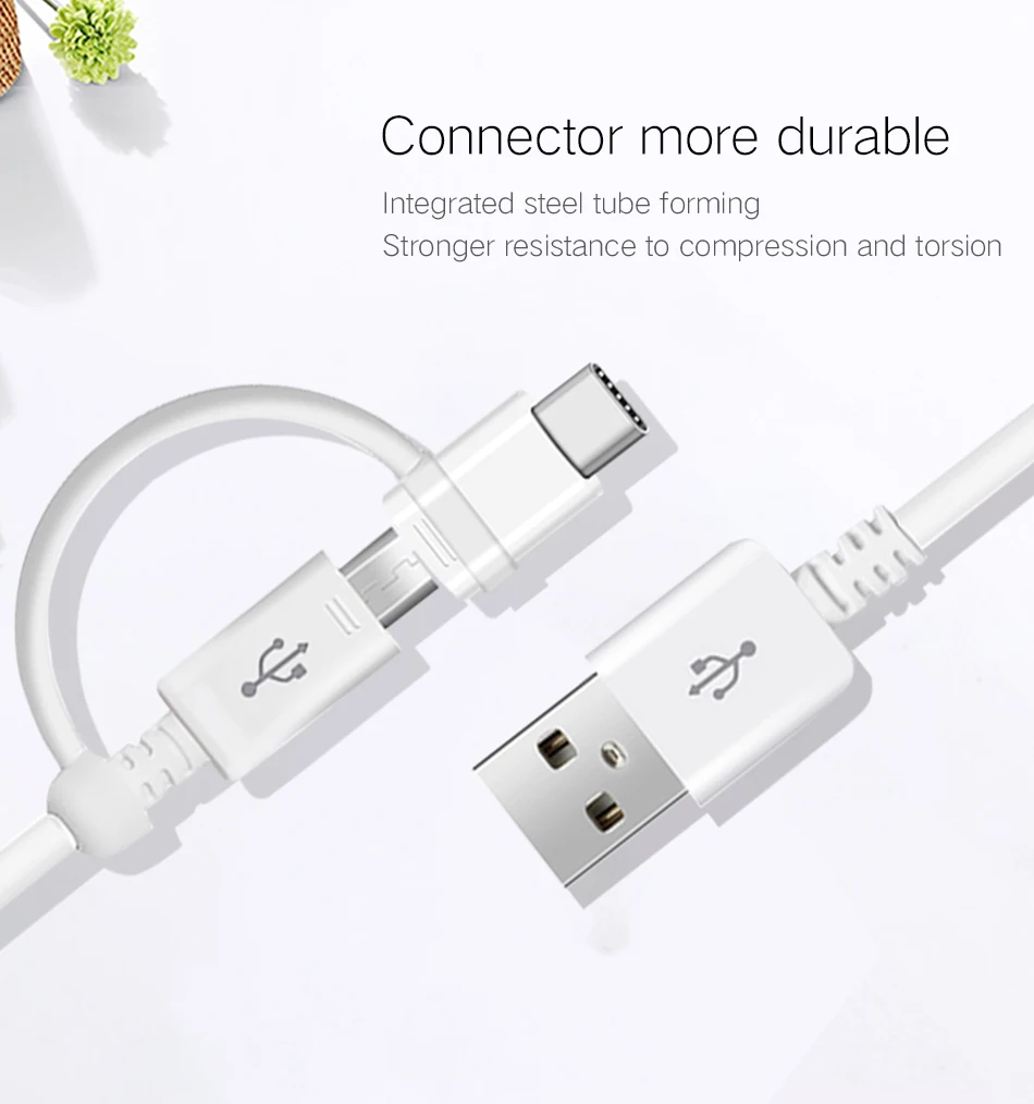 3Samsung S8 S8 plus Samsung Micro Usb Cable 2 in 1 USB Type C Cable Original Quick Charger Charge Type C Cable S9 S9 plus