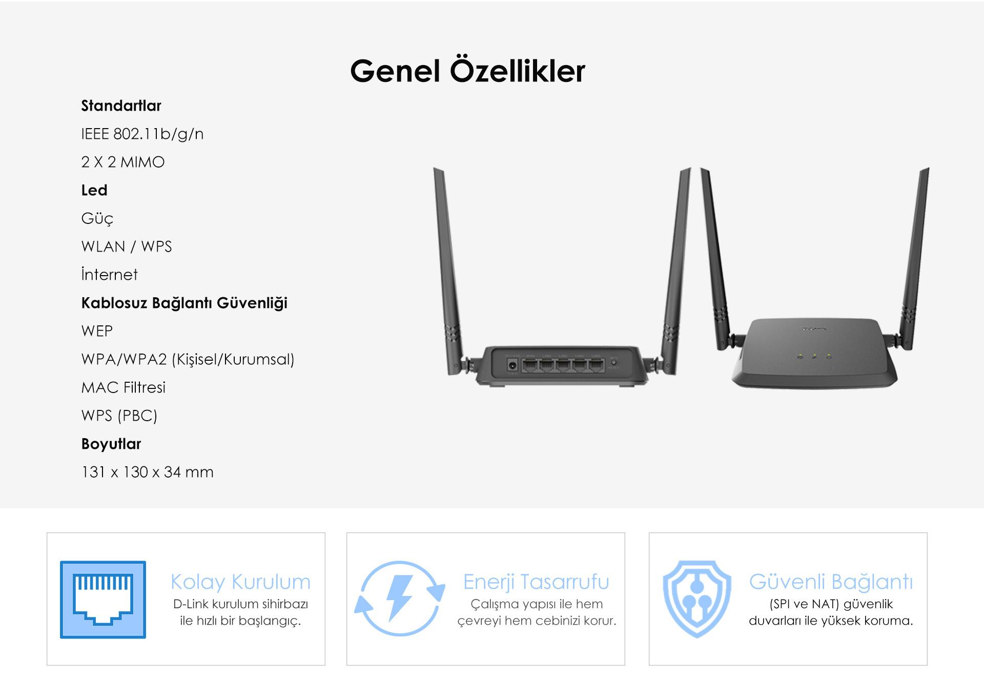 D-LINK DIR-615/X Wireless 4 port 300 Mbps Kablosuz N Hızı Router