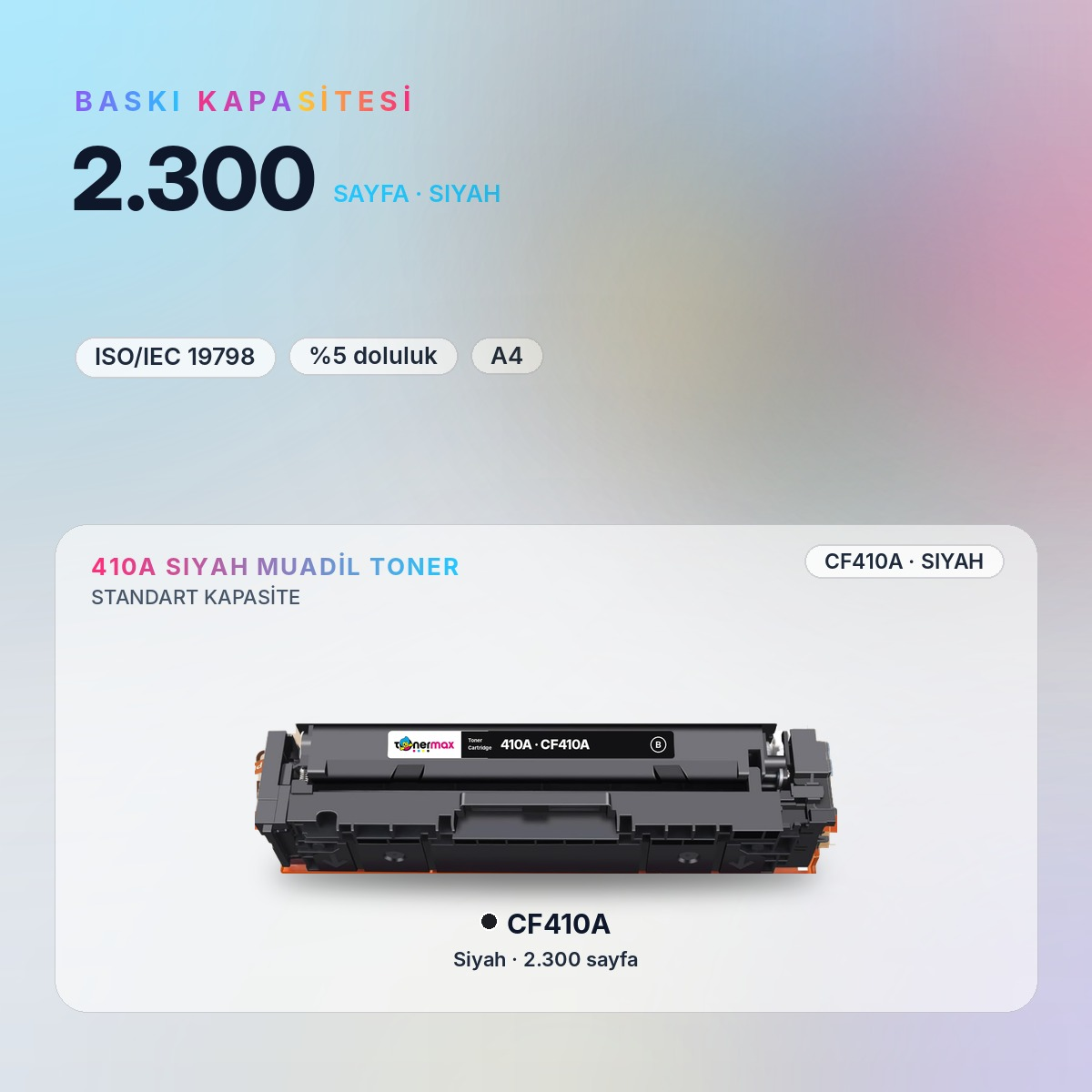 CF410A Siyah Muadil Toner baskı kapasitesi