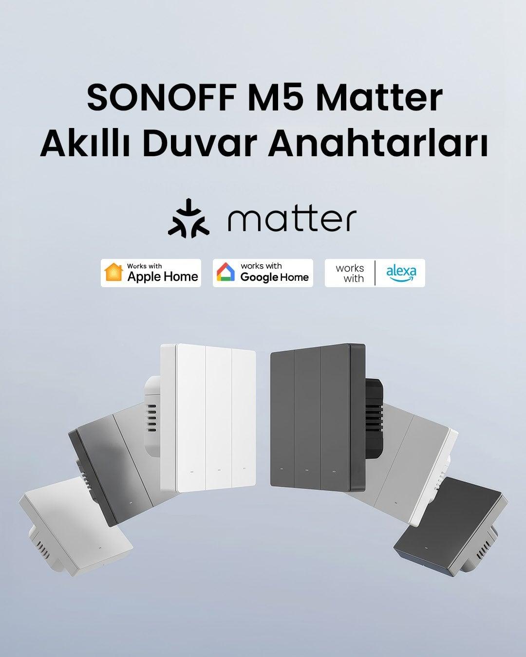 SONOFF M5 Matter Koyu Gri Akıllı Duvar Anahtarı