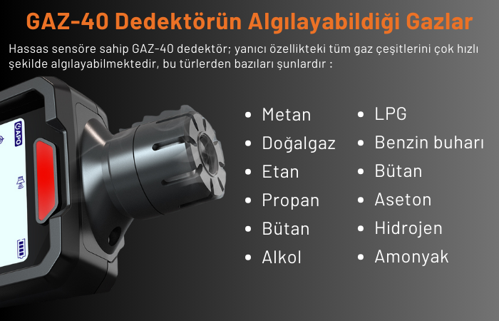 gaz-40 yanıcı gaz kaçak dedektörü