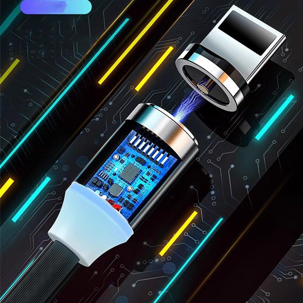 Powermaster PM-25904 3in1 (Type C- Lightning-Micro Usb) Manyetik Uç Taşınabilir Şarj Kablosu