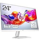 Metin "24 inç FHD 100 Hz" yazılır. HP monitör ekranının özellikleri çeşitli görüş açılarını ve arayüz simgelerini gösterir.